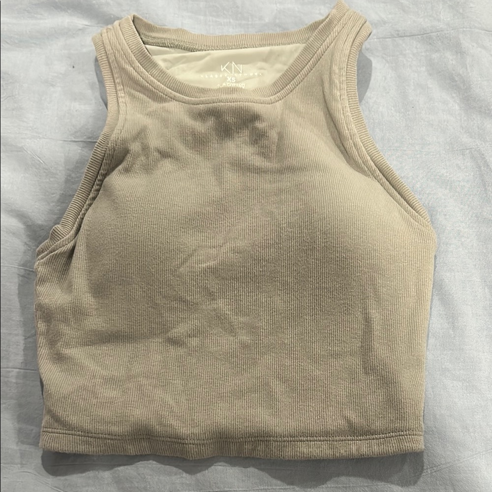 Gray Ribbed Crop Top